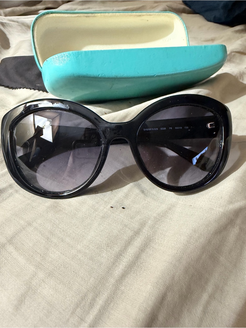kate spade Black Oversized Round Sunglasses with Gray Lenses